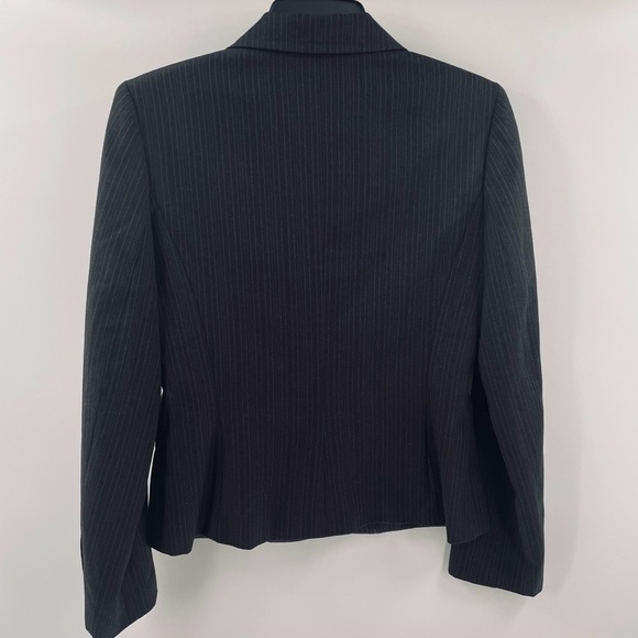 Ann Taylor Classic Charcoal Pinstripe Pocketed Button Front Cuff Blazer Office - Picture 5 of 8